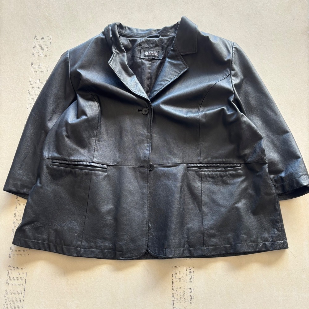 Maggie Barnes Leather Jacket Blazer Black‎ Mens